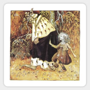 Linda Gold and the Old King - John Bauer Sticker